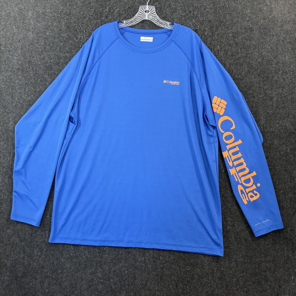 Columbia PFG Terminal Tackle Shirt Men's XXL Blue Omni-Wick Performance Fishing